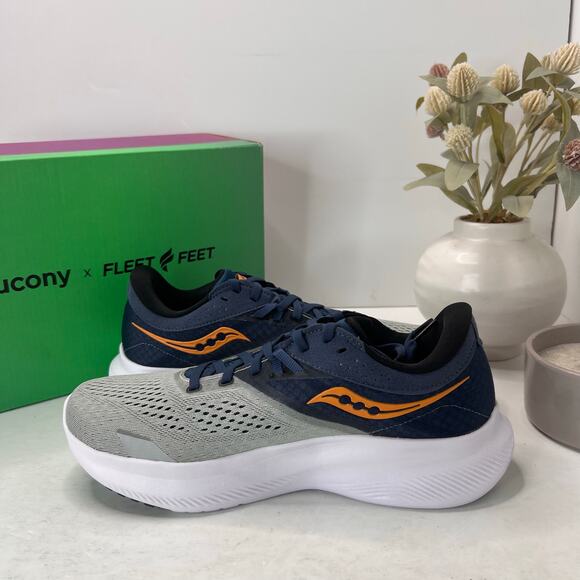 Saucony Ride 16 Neutral Sneaker Gray/Blue/Orange S20830-91 Men 8M NWB
